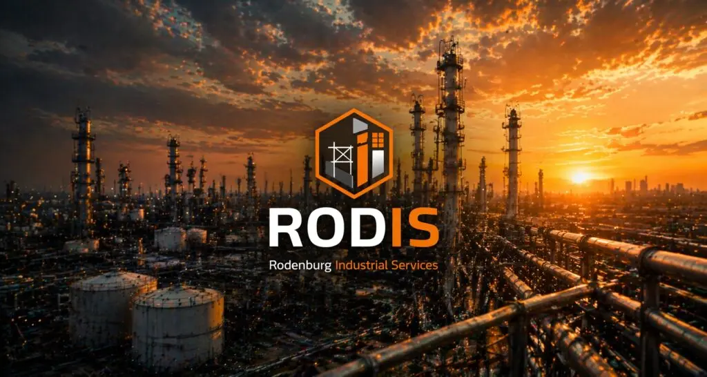Industriële installatie bij zonsondergang